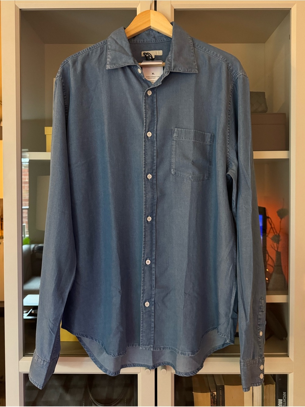 Onia Blue Chambray Summer L-Sleeve Shirt